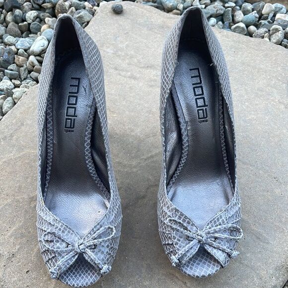 MODA Spana Cork Open Toe Heels. Taupe Size 7.5 - Picture 2 of 7